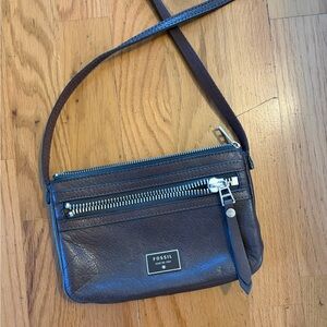 Fossil Dark Brown Leather Crossbody Belt Bag